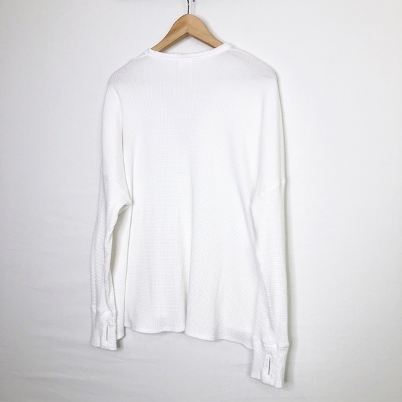 OffLine Aeria XL White waffle knit Henley pull over tunic top - Picture 6 of 9
